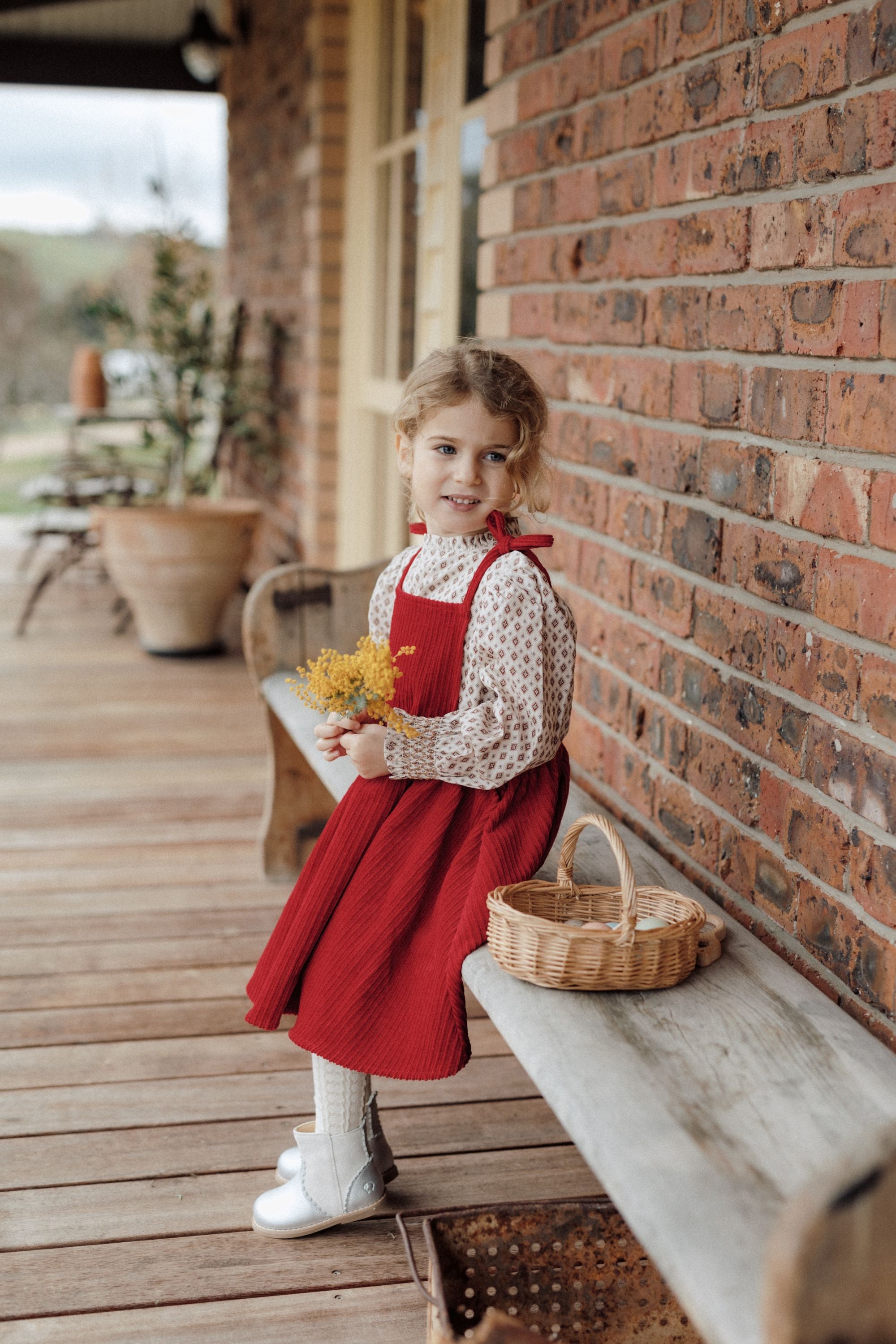 wirrawirra gender neutral newborn clothesbow suspender skirt cherry24 Winter  Dresses  Girls  New Arrivals  Skirts