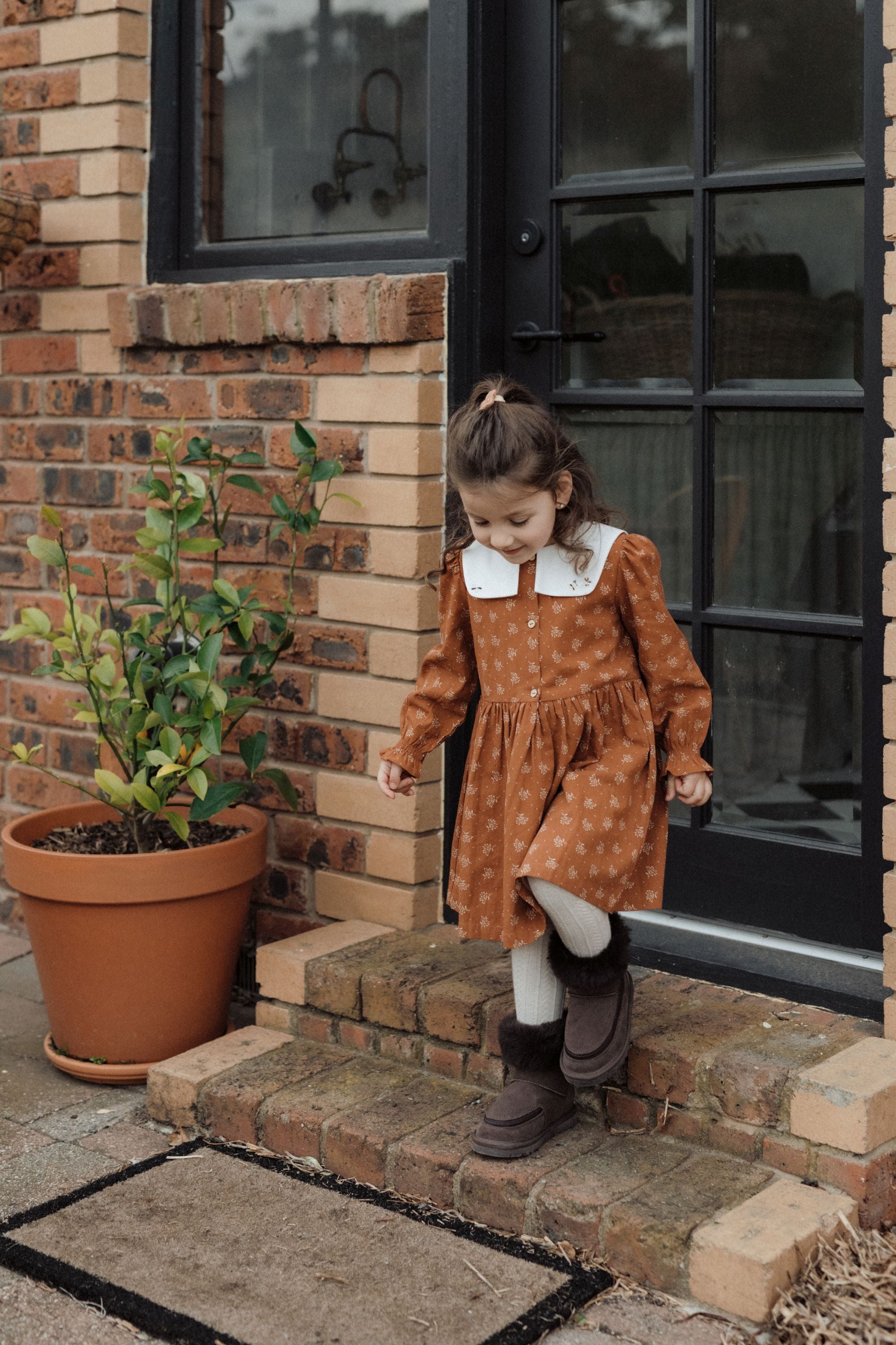 wirrawirra organic baby clothesfloral printed dress caramel24 Winter  Dresses  Girls  New Arrivals  Skirts