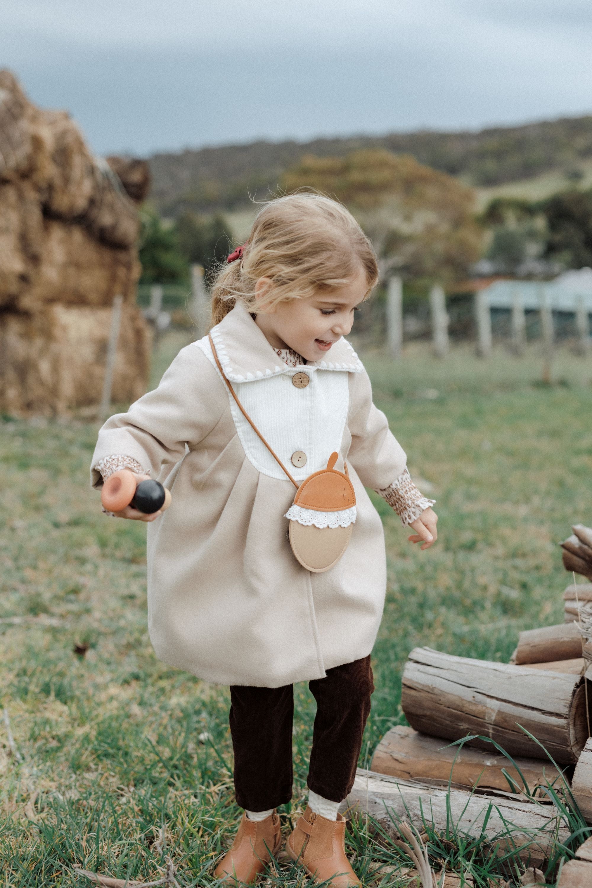 wirrawirra organic newborn clothesquilted coat oatmeal24 Winter  Gilets  Girls  Jackets  New Arrivals