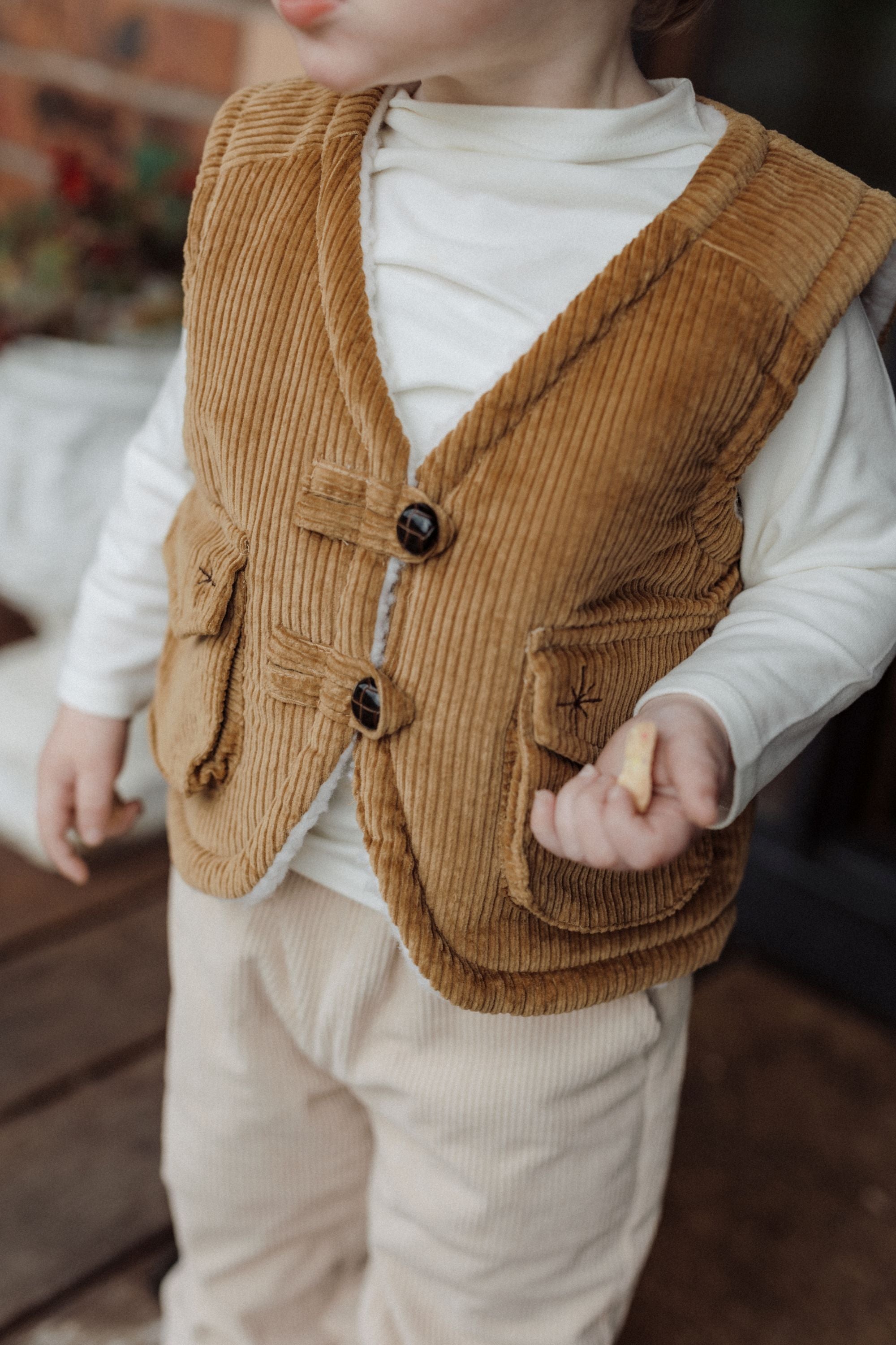 wirrawirra sustainable baby clothesreversible sleeveless beige24 Winter  Boys  Gilets  Girls  Jackets  New Arrivals