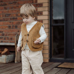 wirrawirra organic cotton newborn clothesreversible sleeveless beige24 Winter  Boys  Gilets  Girls  Jackets  New Arrivals