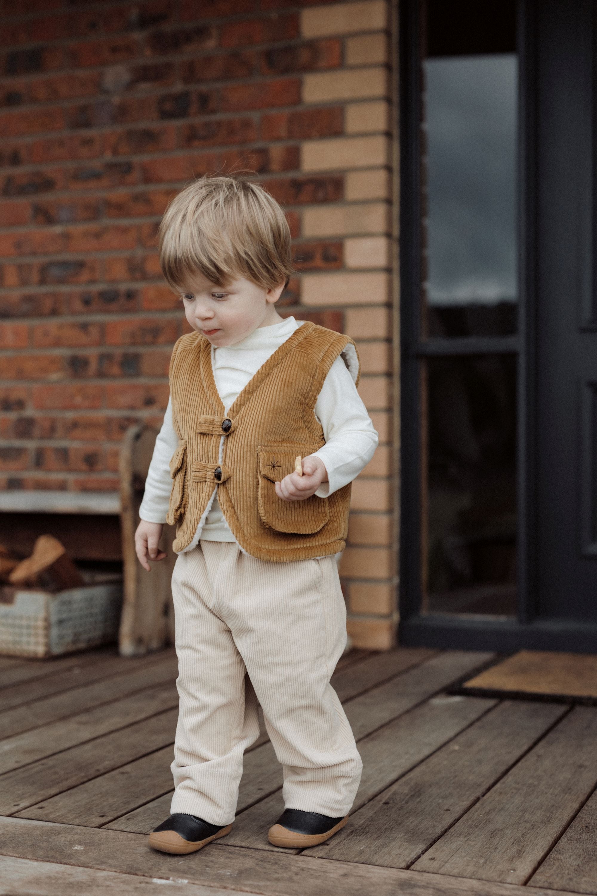 wirrawirra organic cotton newborn clothesreversible sleeveless beige24 Winter  Boys  Gilets  Girls  Jackets  New Arrivals