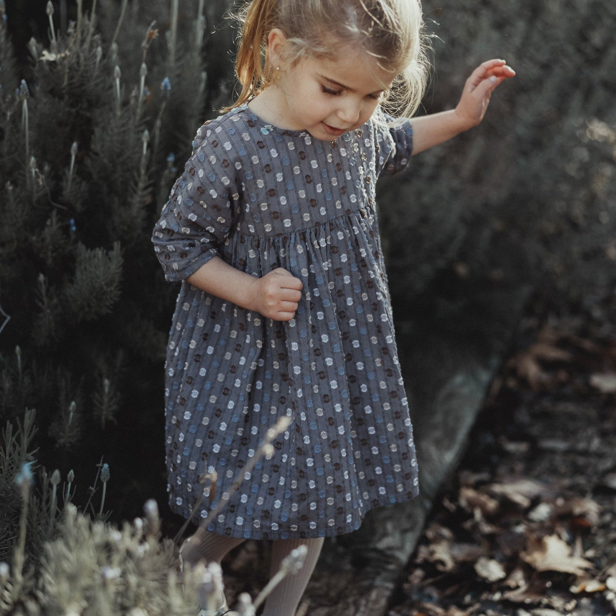 wirrawirra organic newborn clothes vintage polka dot dress navy blue polka dot 24 Autumn Autumn Dresses Girls New Arrivals Skirts Spring